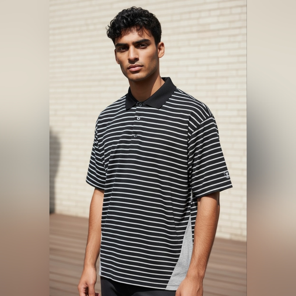 EUC Pro Tour Cool Play Golf Striped Polo Shirt